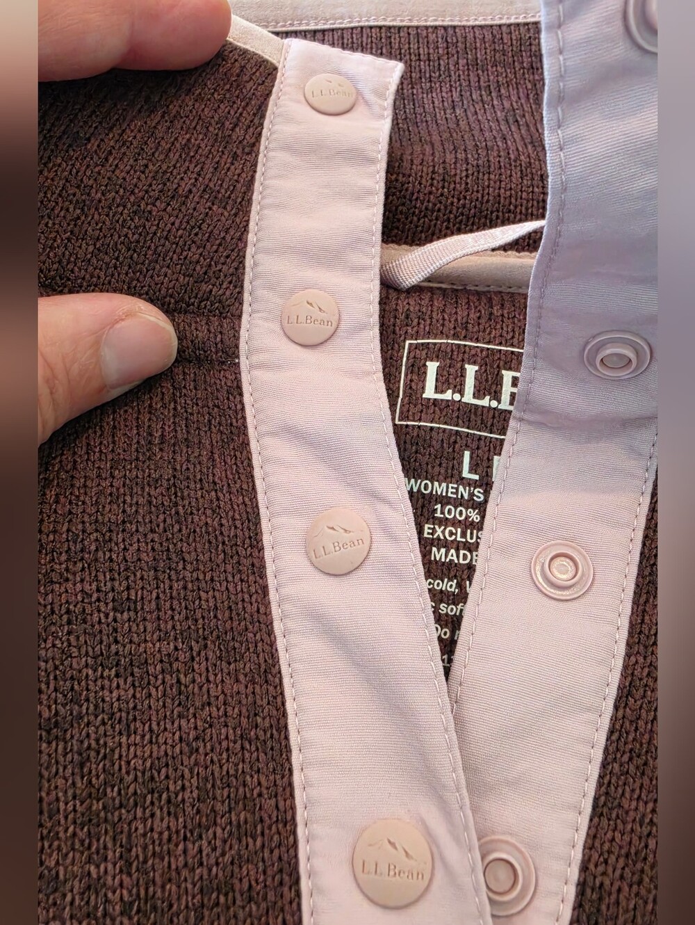 L.L.Bean Women’s L Snap Neck Fleece Pullover Plum Outdoor Fisherman Aesthetic - Picture 6 of 10